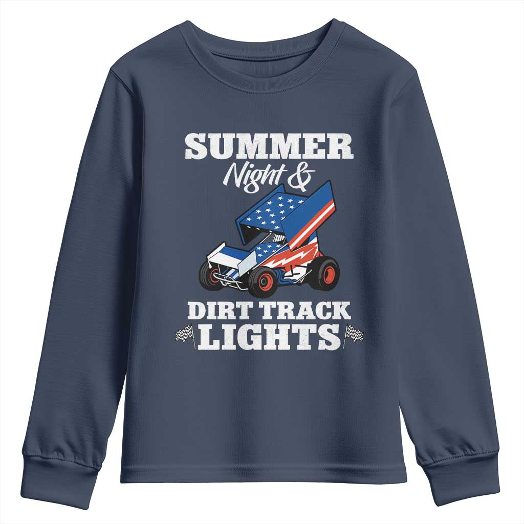 Sprint Car Racing Youth Sweatshirt Summer Nights And Dirt Track Lights - Wonder Print Shop