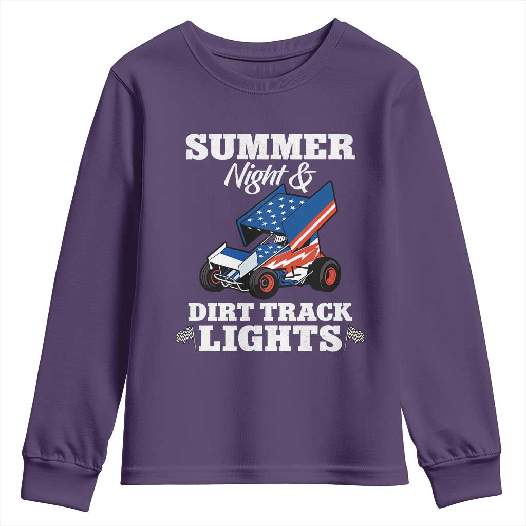 Sprint Car Racing Youth Sweatshirt Summer Nights And Dirt Track Lights - Wonder Print Shop