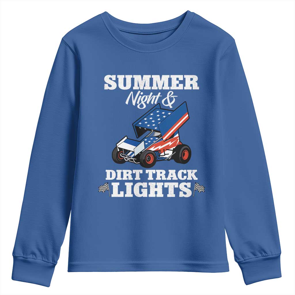 Sprint Car Racing Youth Sweatshirt Summer Nights And Dirt Track Lights - Wonder Print Shop
