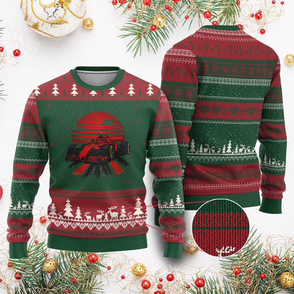 Racing Car Red Speed Motorsport Ugly Christmas Sweater - Wonder Print Shop
