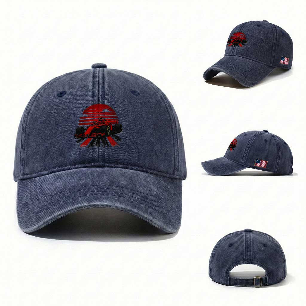 Racing Car Red Speed Motorsport Washed Cotton Baseball Cap