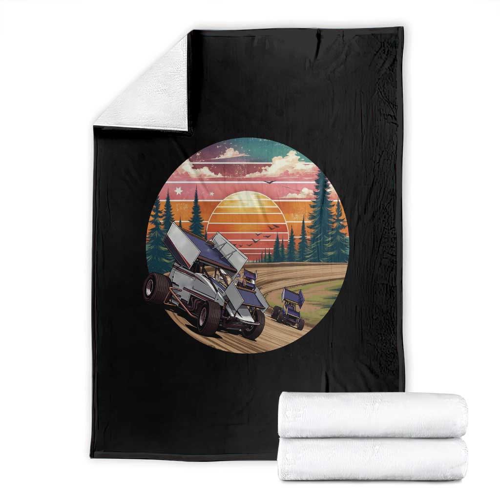 Sprint Car Dirt Track Racing Sunset Motorsports Throw Blanket - Wonder Print Shop