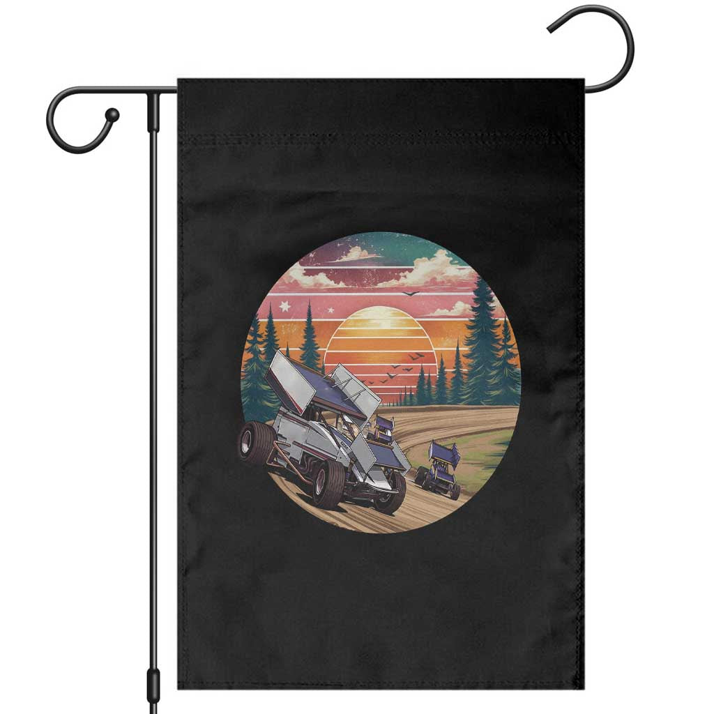 Sprint Car Dirt Track Racing Sunset Motorsports Garden Flag - Wonder Print Shop