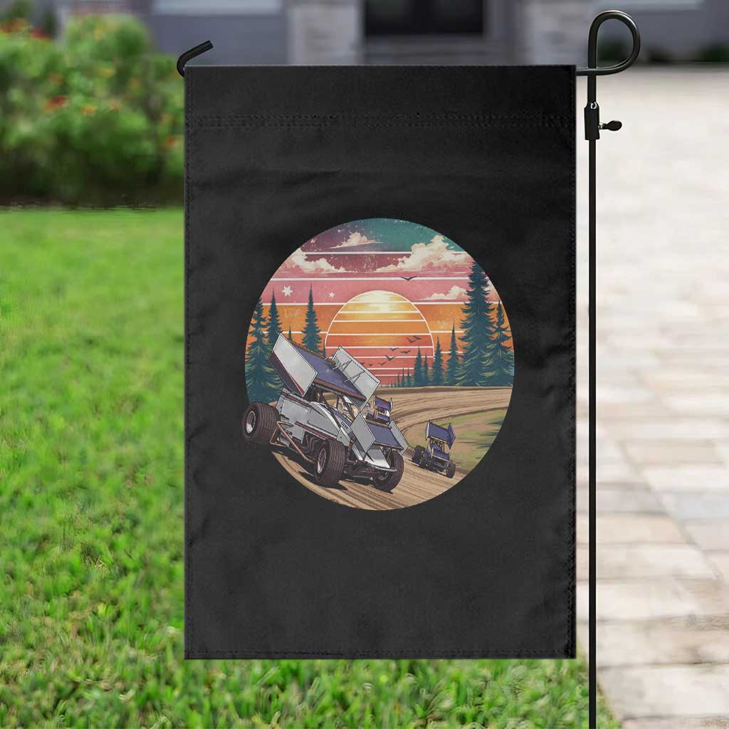 Sprint Car Dirt Track Racing Sunset Motorsports Garden Flag - Wonder Print Shop