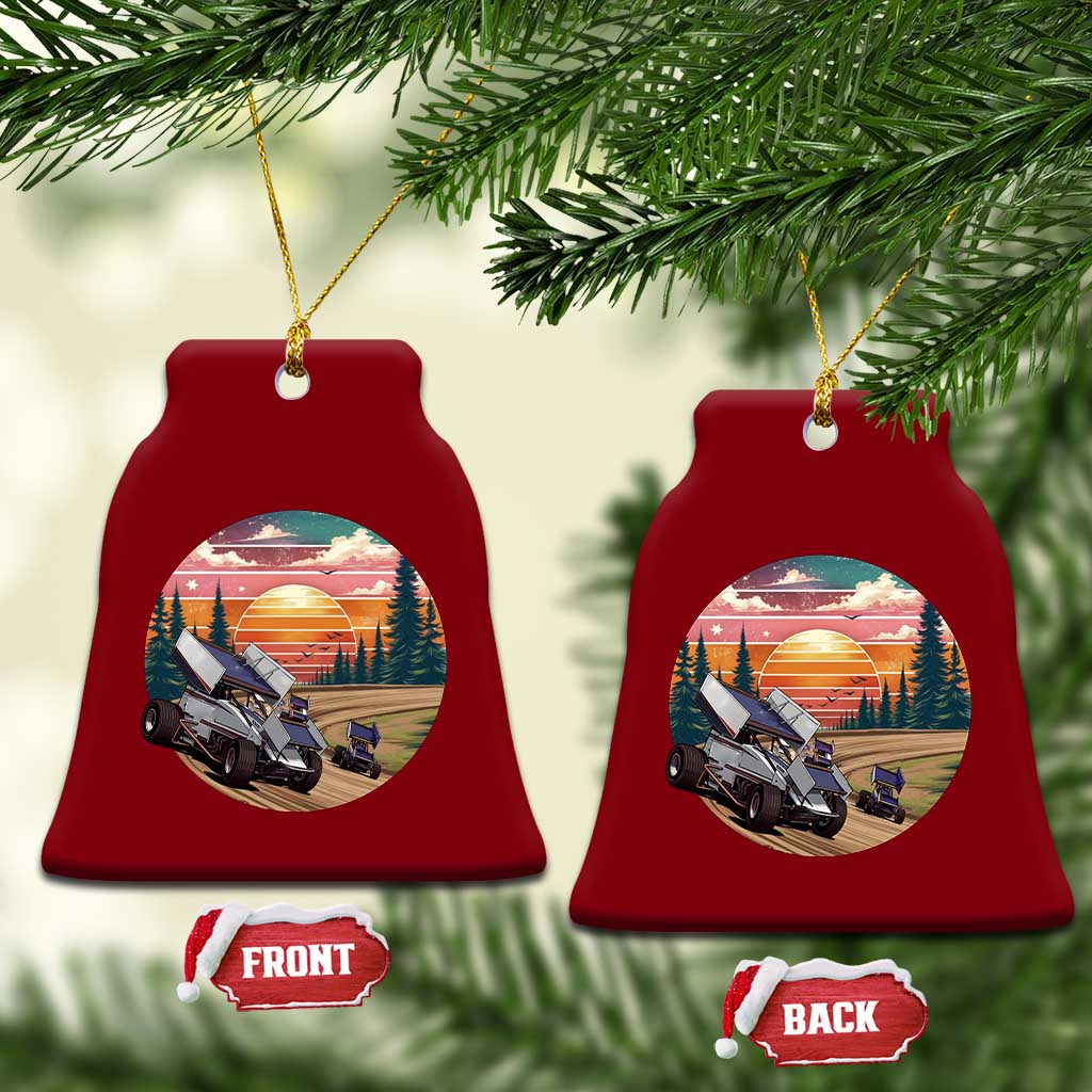Sprint Car Dirt Track Racing Sunset Motorsports Ceramic Ornament - Wonder Print Shop