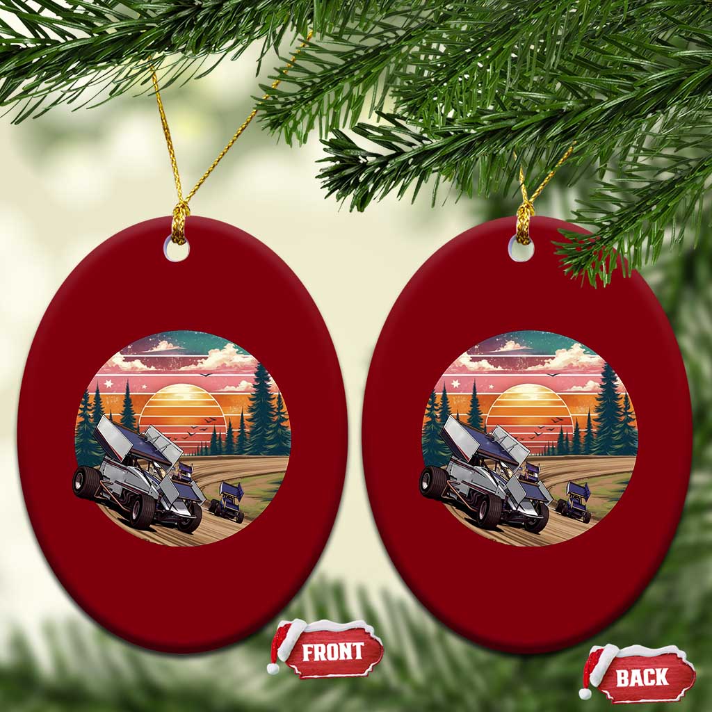 Sprint Car Dirt Track Racing Sunset Motorsports Ceramic Ornament - Wonder Print Shop