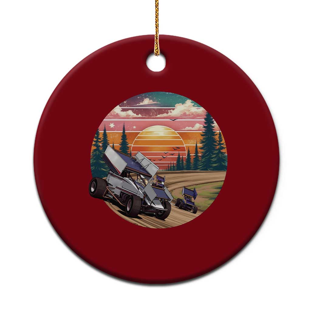 Sprint Car Dirt Track Racing Sunset Motorsports Ceramic Ornament - Wonder Print Shop