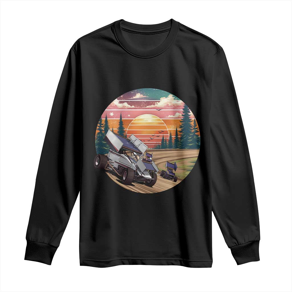 Sprint Car Dirt Track Racing Sunset Motorsports Long Sleeve Shirt - Wonder Print Shop