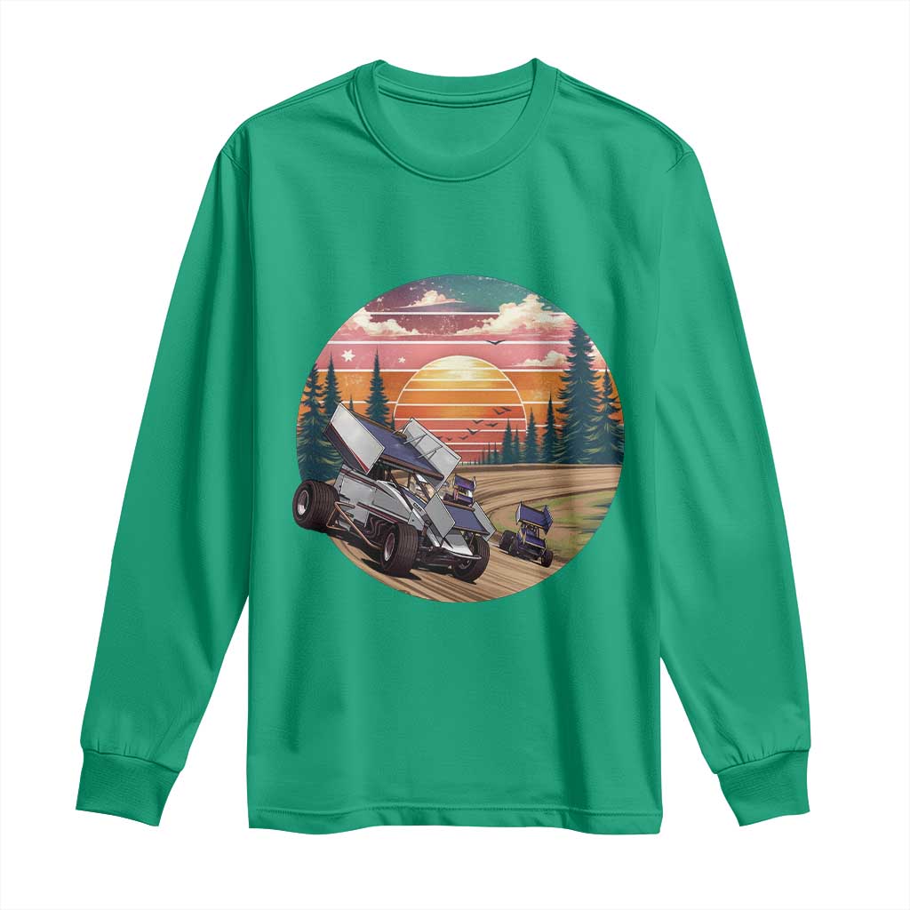 Sprint Car Dirt Track Racing Sunset Motorsports Long Sleeve Shirt - Wonder Print Shop
