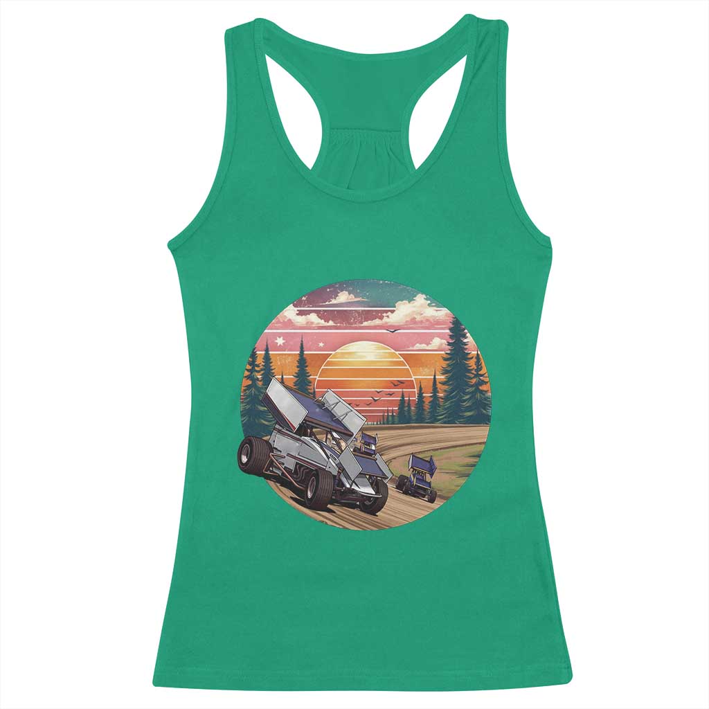 Sprint Car Dirt Track Racing Sunset Motorsports Racerback Tank Top - Wonder Print Shop