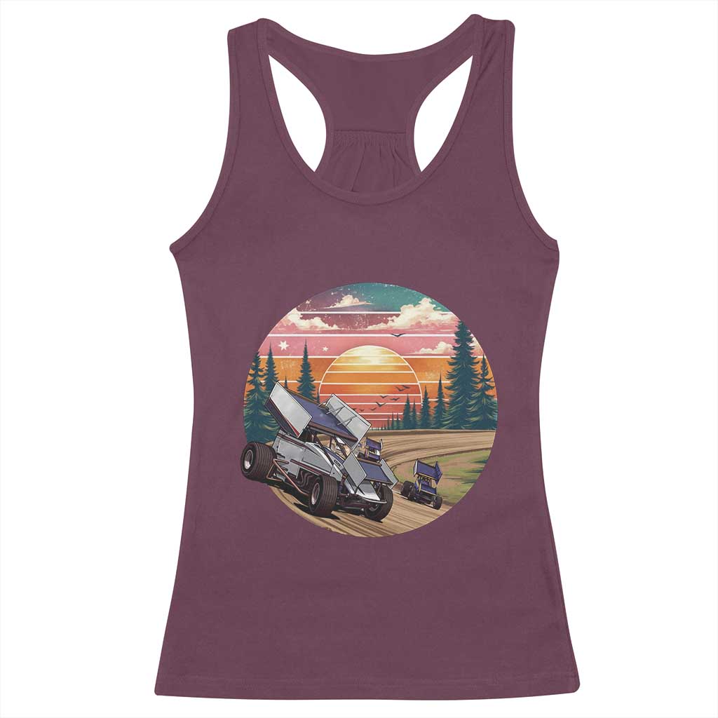 Sprint Car Dirt Track Racing Sunset Motorsports Racerback Tank Top - Wonder Print Shop