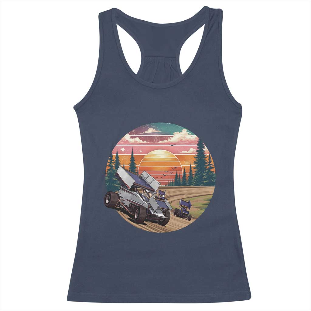 Sprint Car Dirt Track Racing Sunset Motorsports Racerback Tank Top - Wonder Print Shop