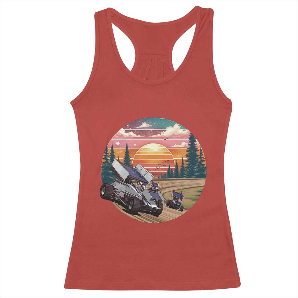 Sprint Car Dirt Track Racing Sunset Motorsports Racerback Tank Top - Wonder Print Shop
