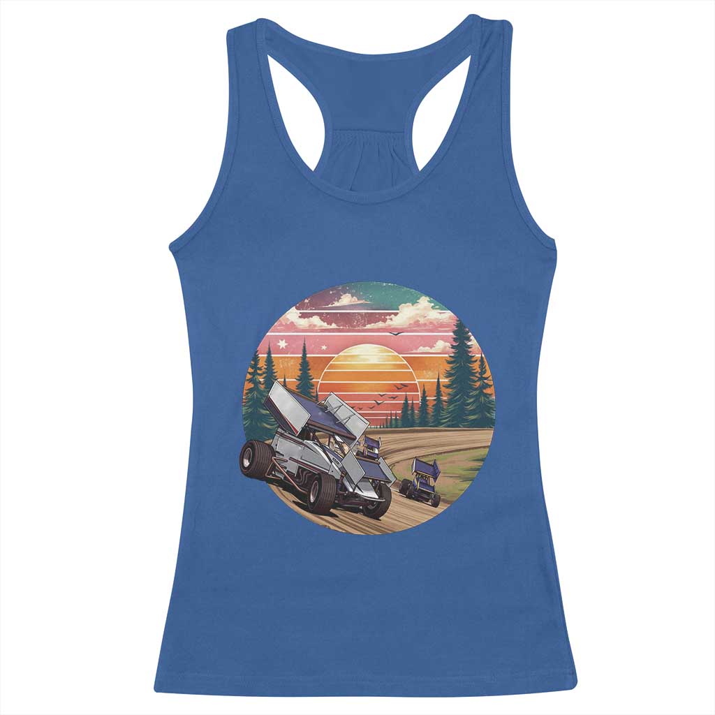 Sprint Car Dirt Track Racing Sunset Motorsports Racerback Tank Top - Wonder Print Shop