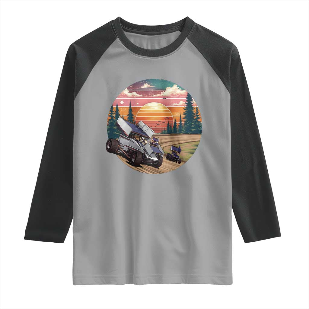 Sprint Car Dirt Track Racing Sunset Motorsports Raglan Shirt - Wonder Print Shop