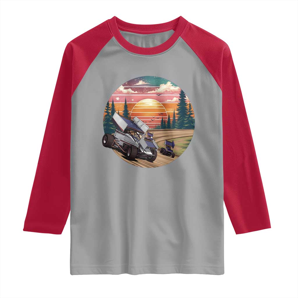 Sprint Car Dirt Track Racing Sunset Motorsports Raglan Shirt - Wonder Print Shop