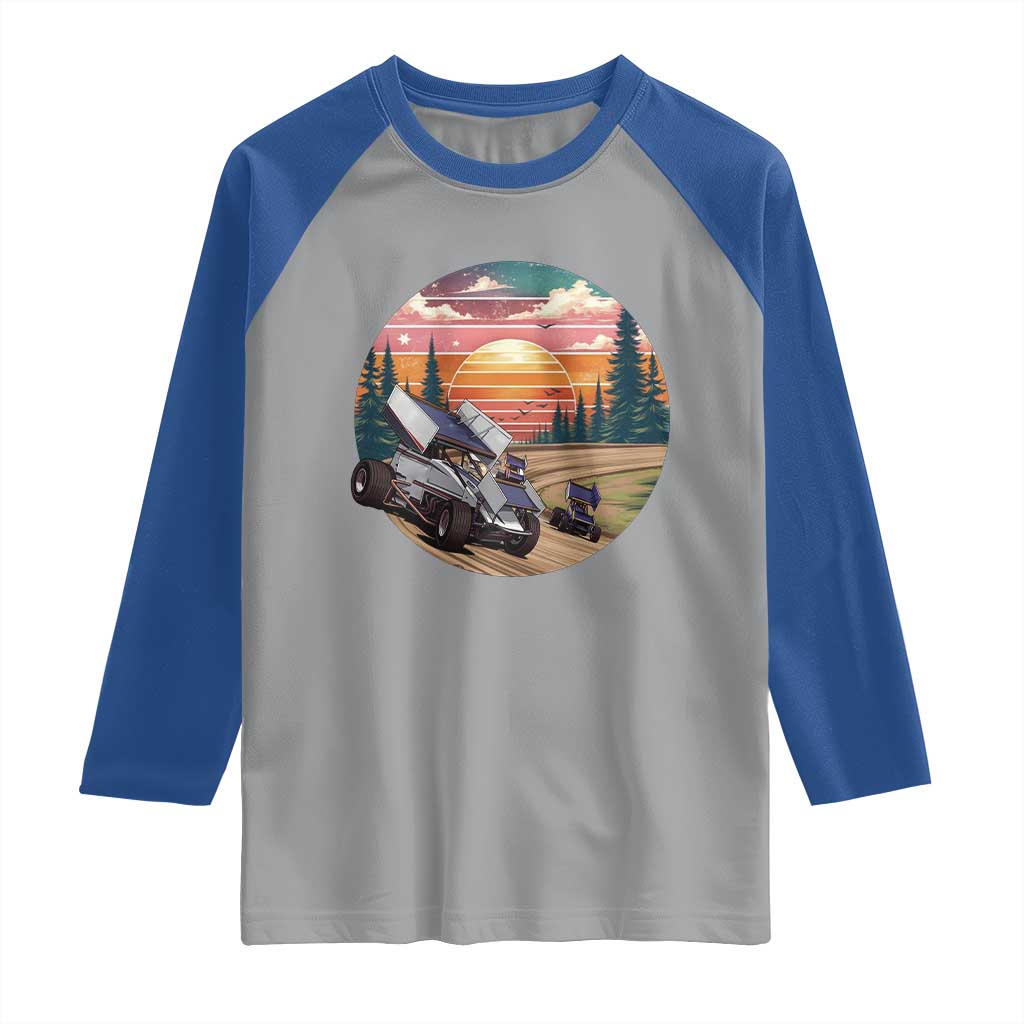 Sprint Car Dirt Track Racing Sunset Motorsports Raglan Shirt - Wonder Print Shop