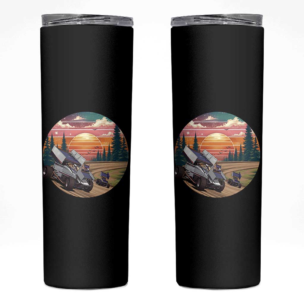 Sprint Car Dirt Track Racing Sunset Motorsports Skinny Tumbler - Wonder Print Shop