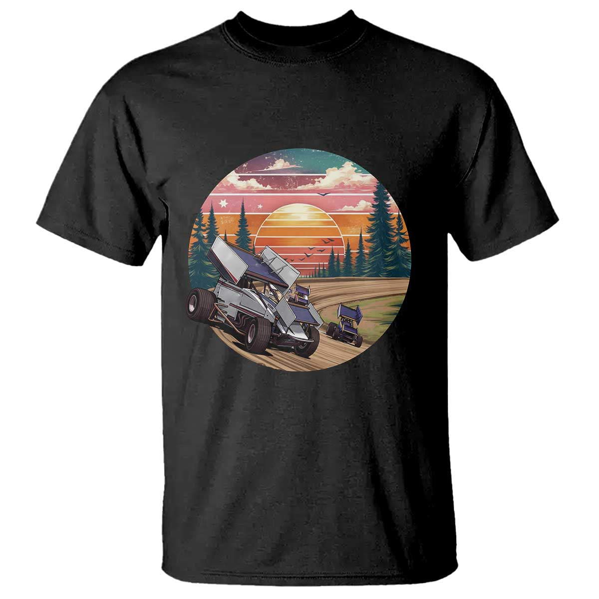 Sprint Car Dirt Track Racing Sunset Motorsports T Shirt - Wonder Print Shop