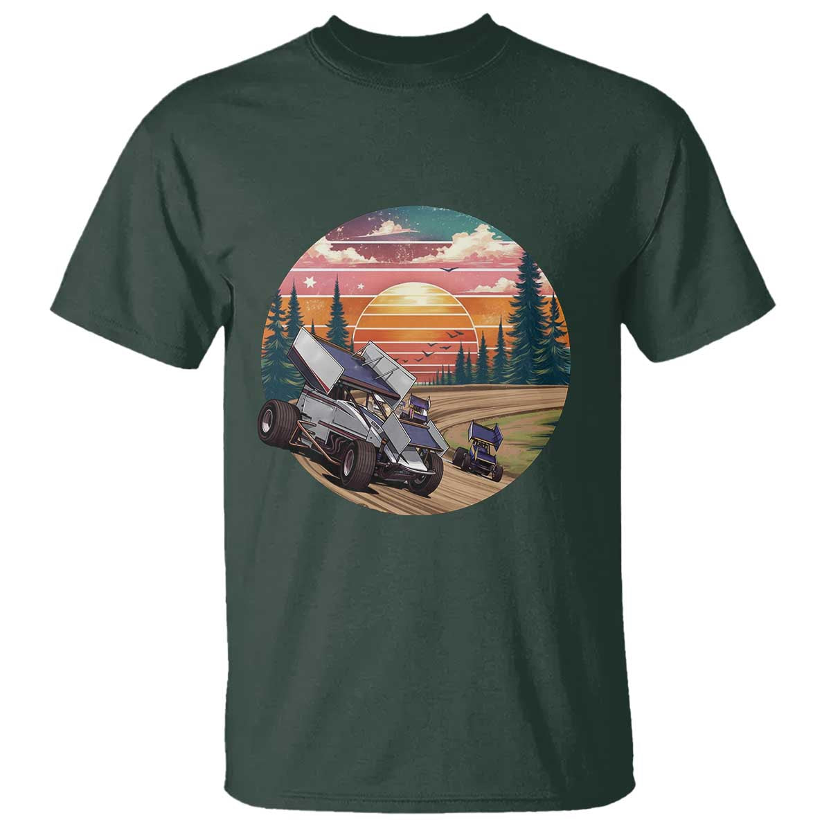 Sprint Car Dirt Track Racing Sunset Motorsports T Shirt - Wonder Print Shop