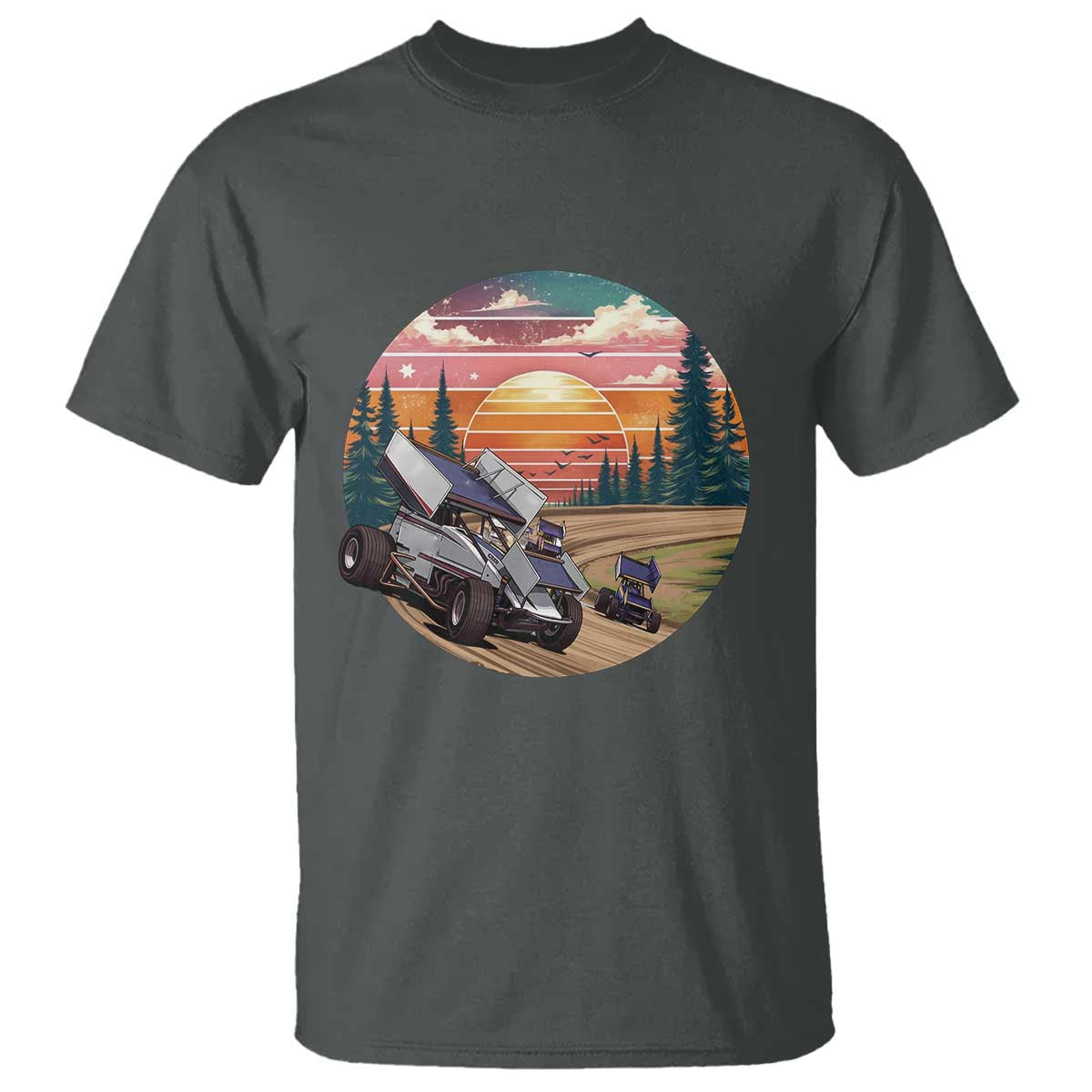 Sprint Car Dirt Track Racing Sunset Motorsports T Shirt - Wonder Print Shop