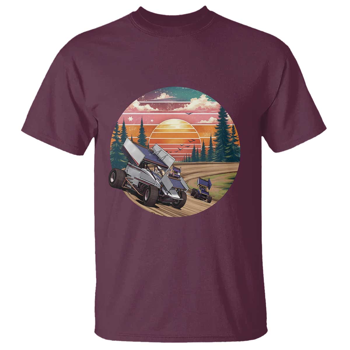 Sprint Car Dirt Track Racing Sunset Motorsports T Shirt - Wonder Print Shop