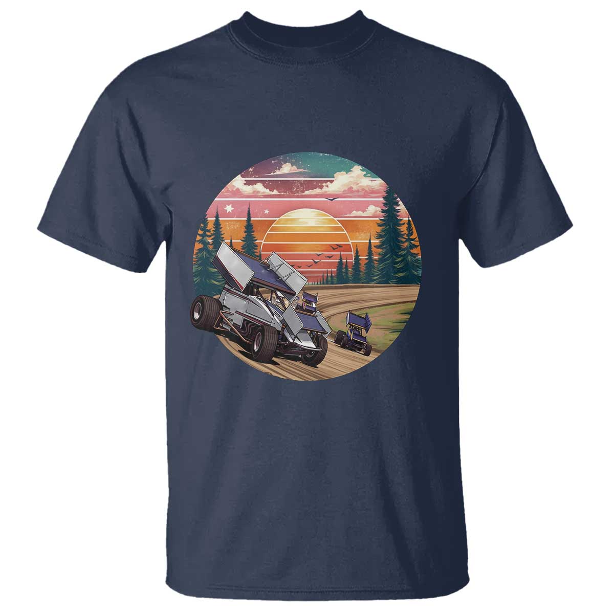 Sprint Car Dirt Track Racing Sunset Motorsports T Shirt - Wonder Print Shop