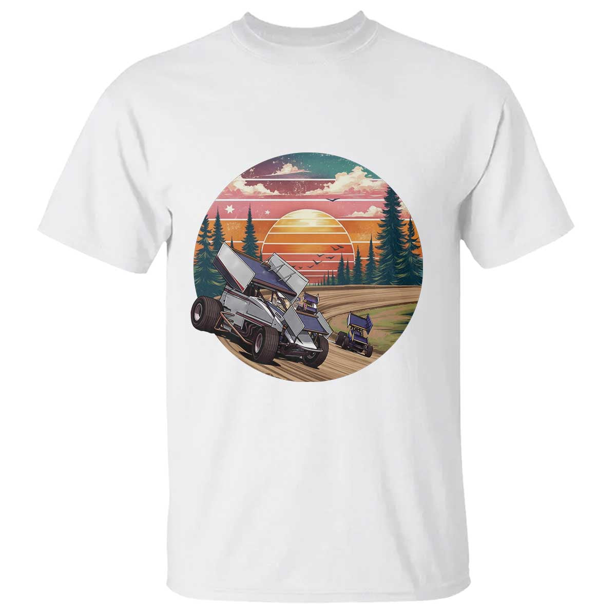 Sprint Car Dirt Track Racing Sunset Motorsports T Shirt - Wonder Print Shop