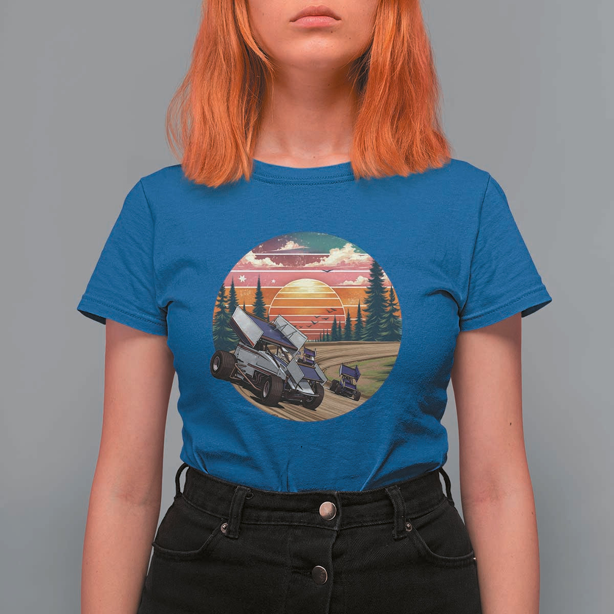 Sprint Car Dirt Track Racing Sunset Motorsports T Shirt For Women - Wonder Print Shop