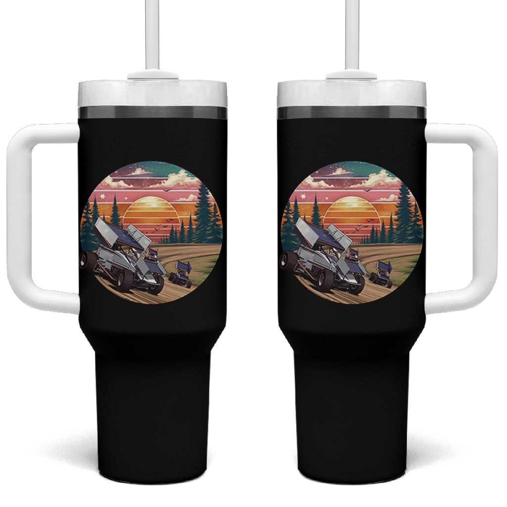 Sprint Car Dirt Track Racing Sunset Motorsports Tumbler With Handle - Wonder Print Shop