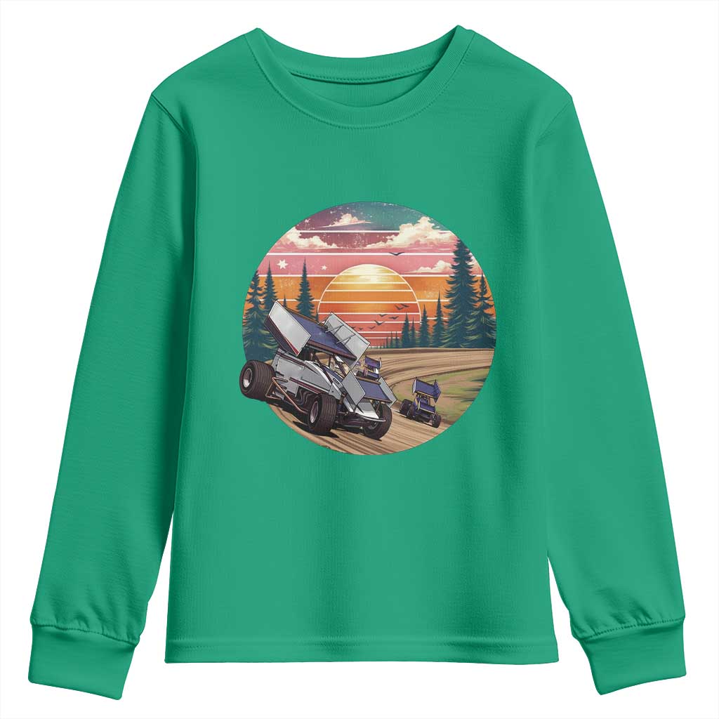 Sprint Car Dirt Track Racing Sunset Motorsports Youth Sweatshirt - Wonder Print Shop