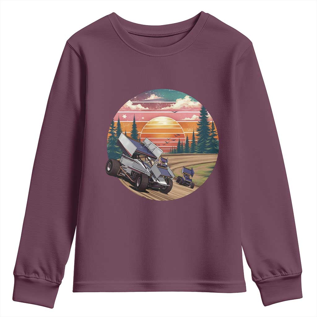 Sprint Car Dirt Track Racing Sunset Motorsports Youth Sweatshirt - Wonder Print Shop