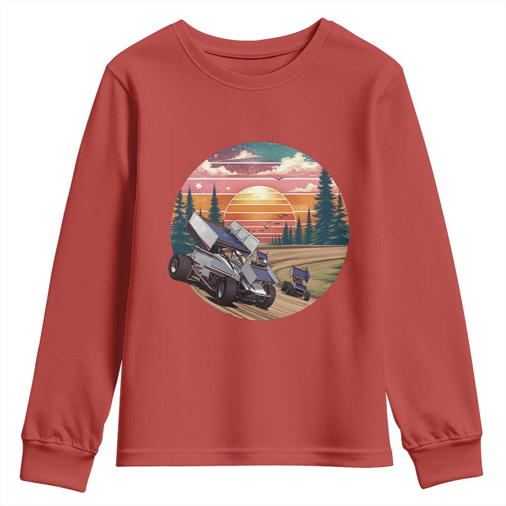 Sprint Car Dirt Track Racing Sunset Motorsports Youth Sweatshirt - Wonder Print Shop