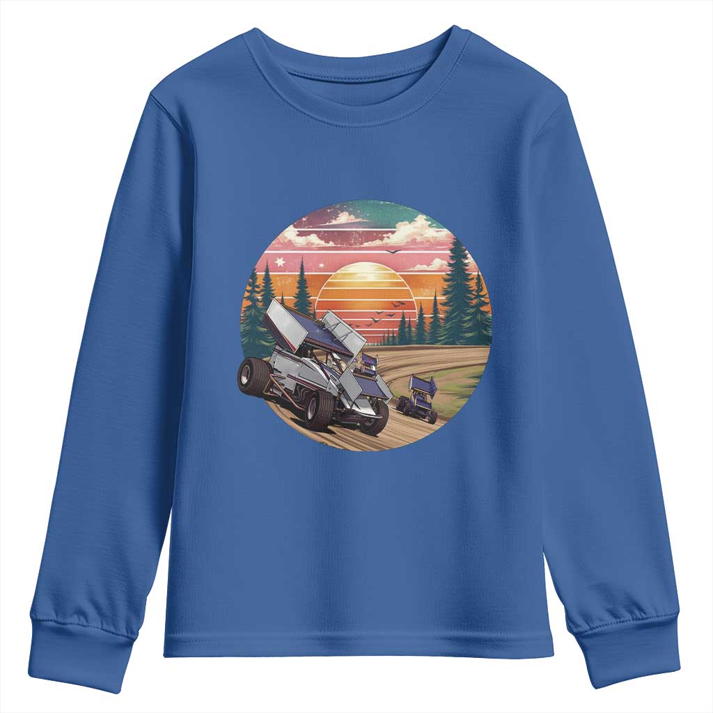 Sprint Car Dirt Track Racing Sunset Motorsports Youth Sweatshirt - Wonder Print Shop