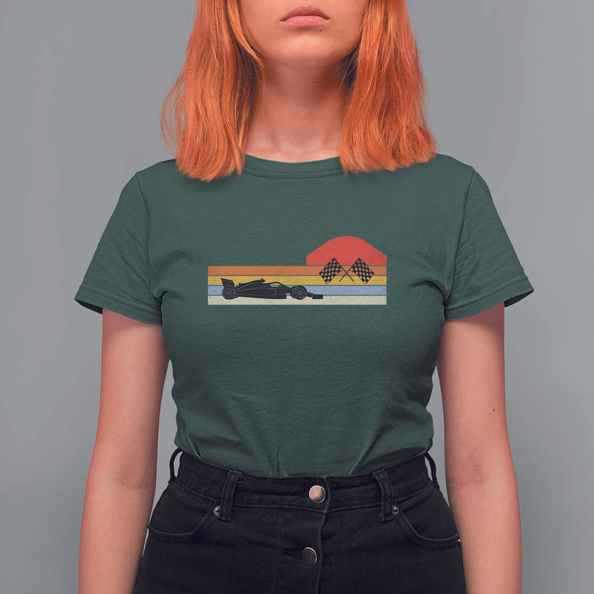 Racing Car Retro Style Vintage T Shirt For Women - Wonder Print Shop