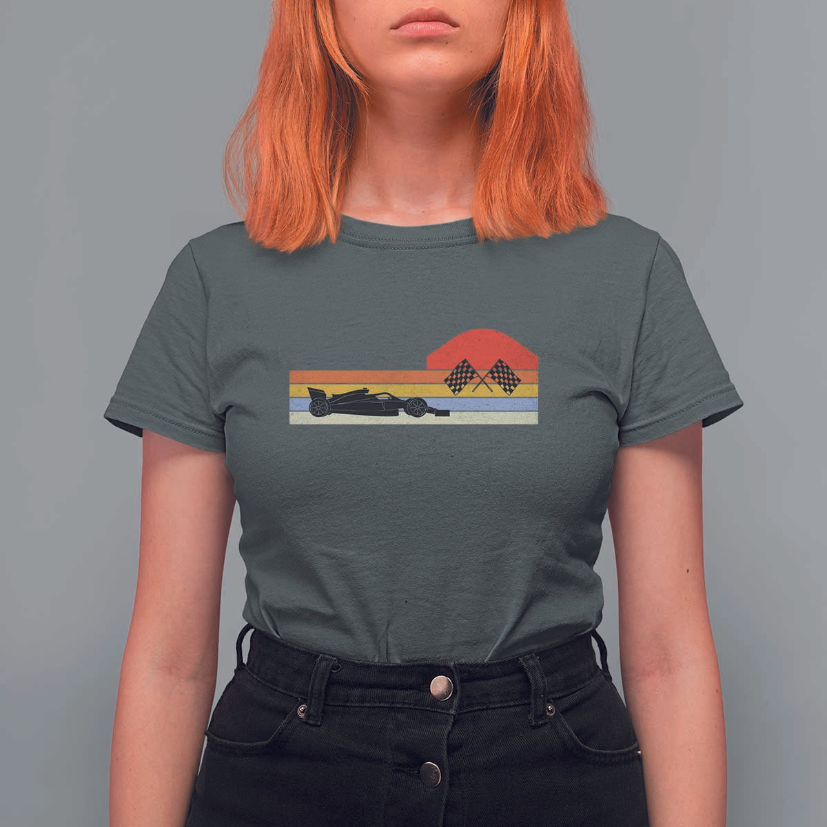 Racing Car Retro Style Vintage T Shirt For Women - Wonder Print Shop