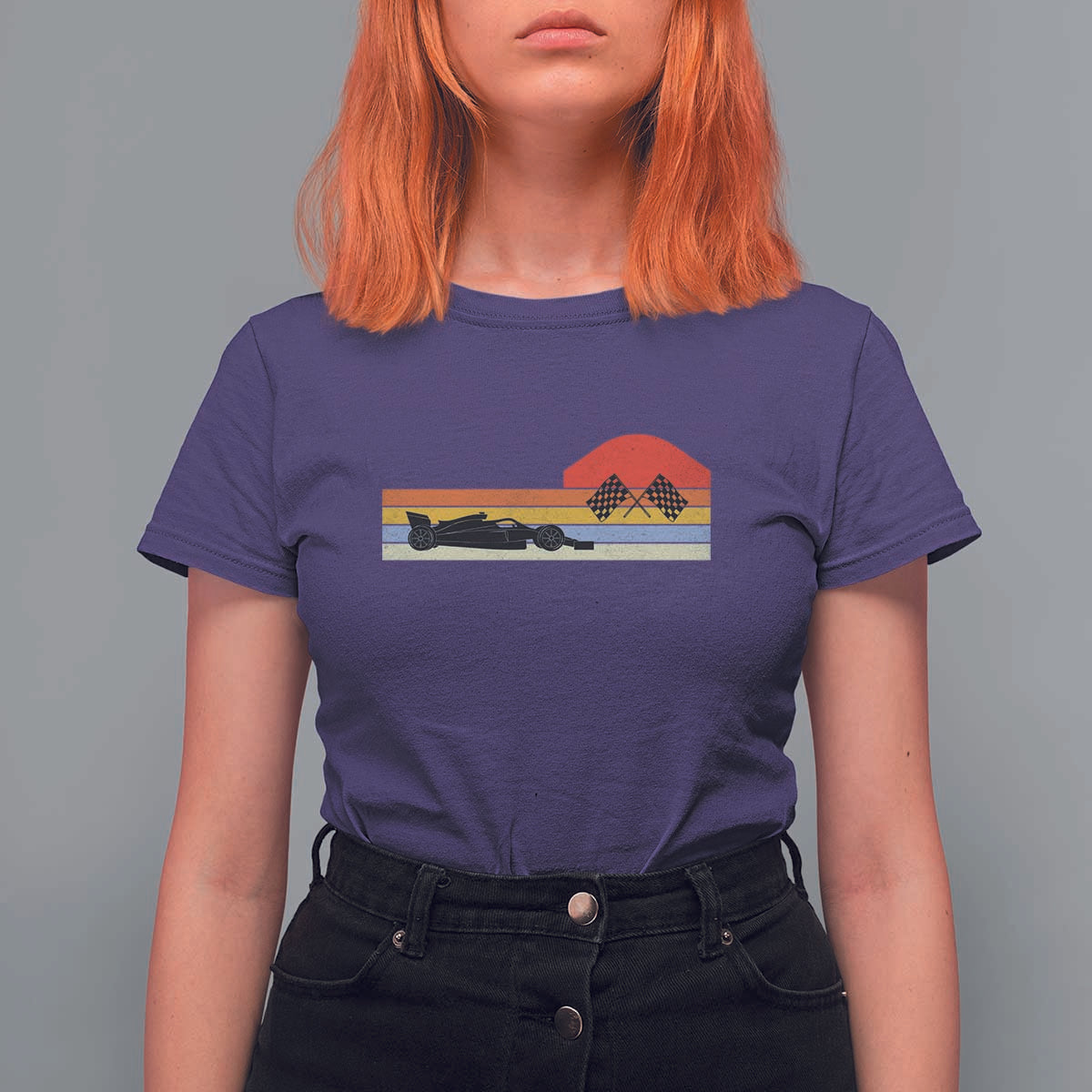 Racing Car Retro Style Vintage T Shirt For Women - Wonder Print Shop