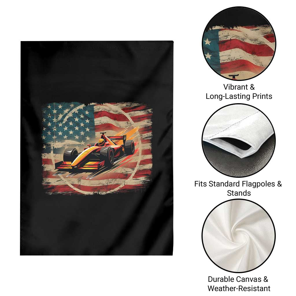 Racing Car Garden Flag Patriotic American Flag Race - Wonder Print Shop