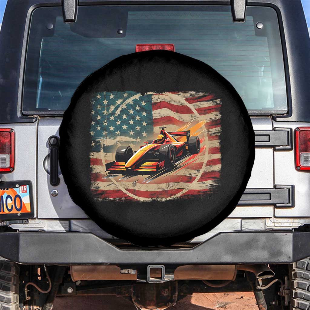 Racing Car Spare Tire Cover Patriotic American Flag Race - Wonder Print Shop