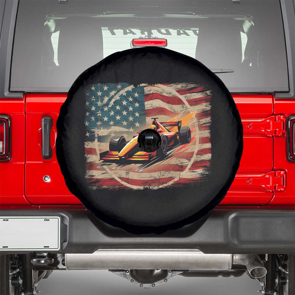 Racing Car Spare Tire Cover Patriotic American Flag Race - Wonder Print Shop