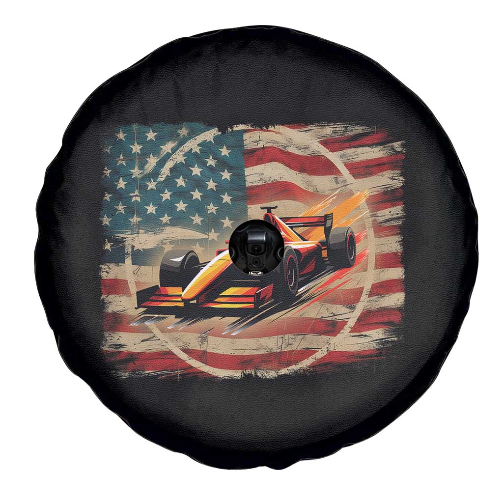 Racing Car Spare Tire Cover Patriotic American Flag Race - Wonder Print Shop