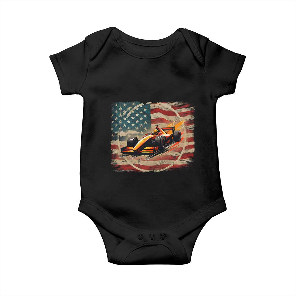 Racing Car Baby Onesie Patriotic American Flag Race - Wonder Print Shop