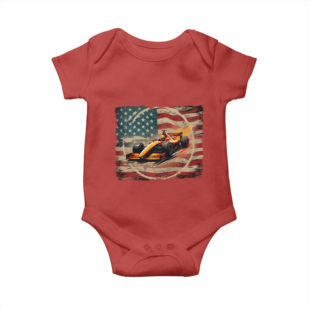 Racing Car Baby Onesie Patriotic American Flag Race - Wonder Print Shop