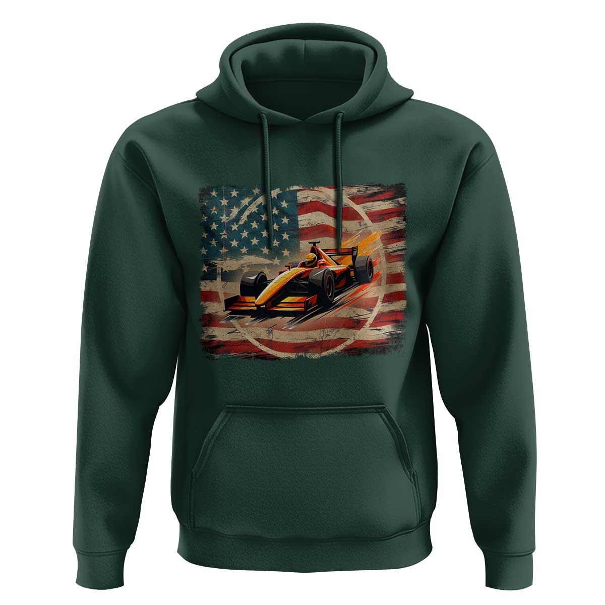 Racing Car Hoodie Patriotic American Flag Race - Wonder Print Shop