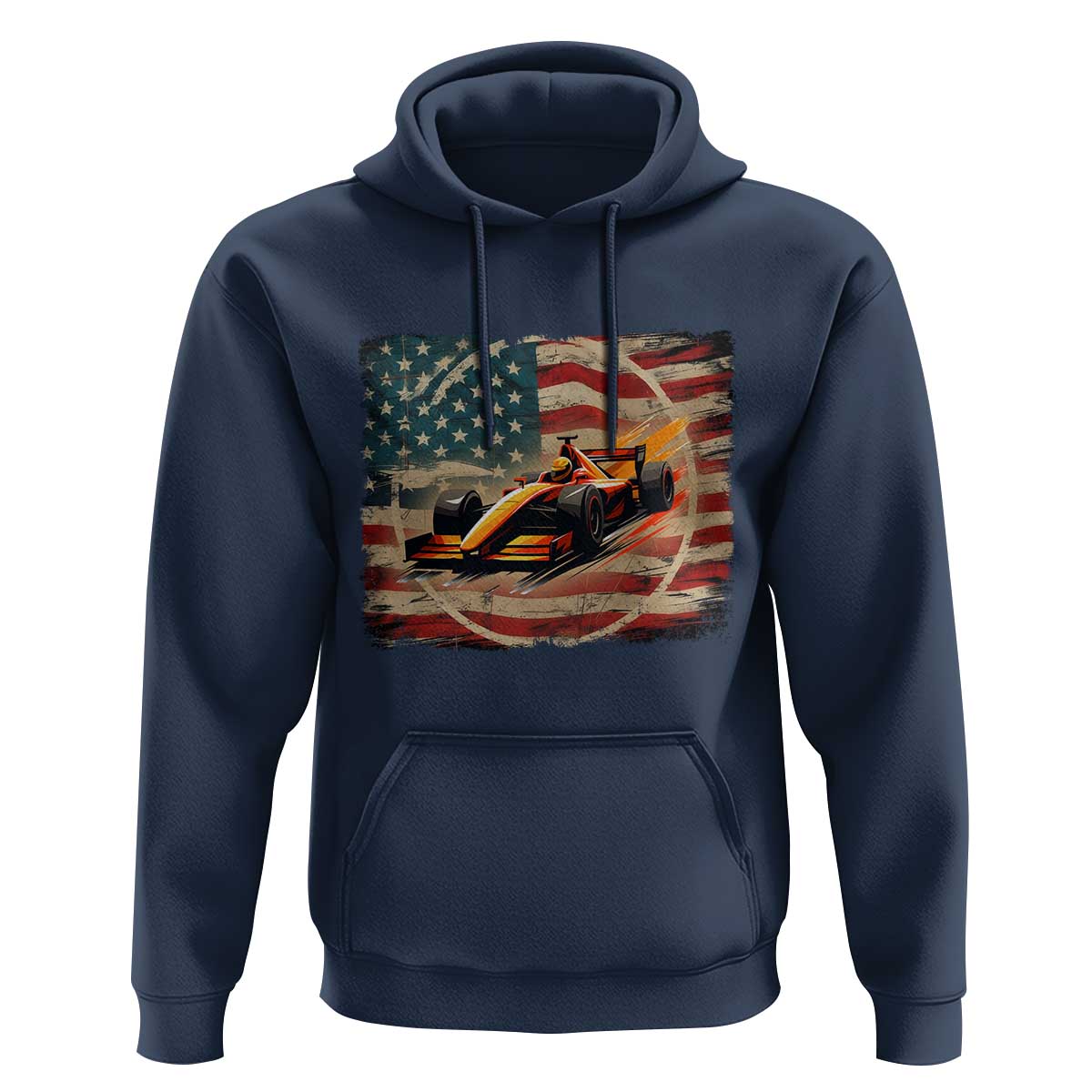Racing Car Hoodie Patriotic American Flag Race - Wonder Print Shop