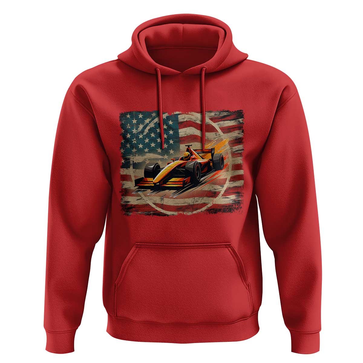 Racing Car Hoodie Patriotic American Flag Race - Wonder Print Shop