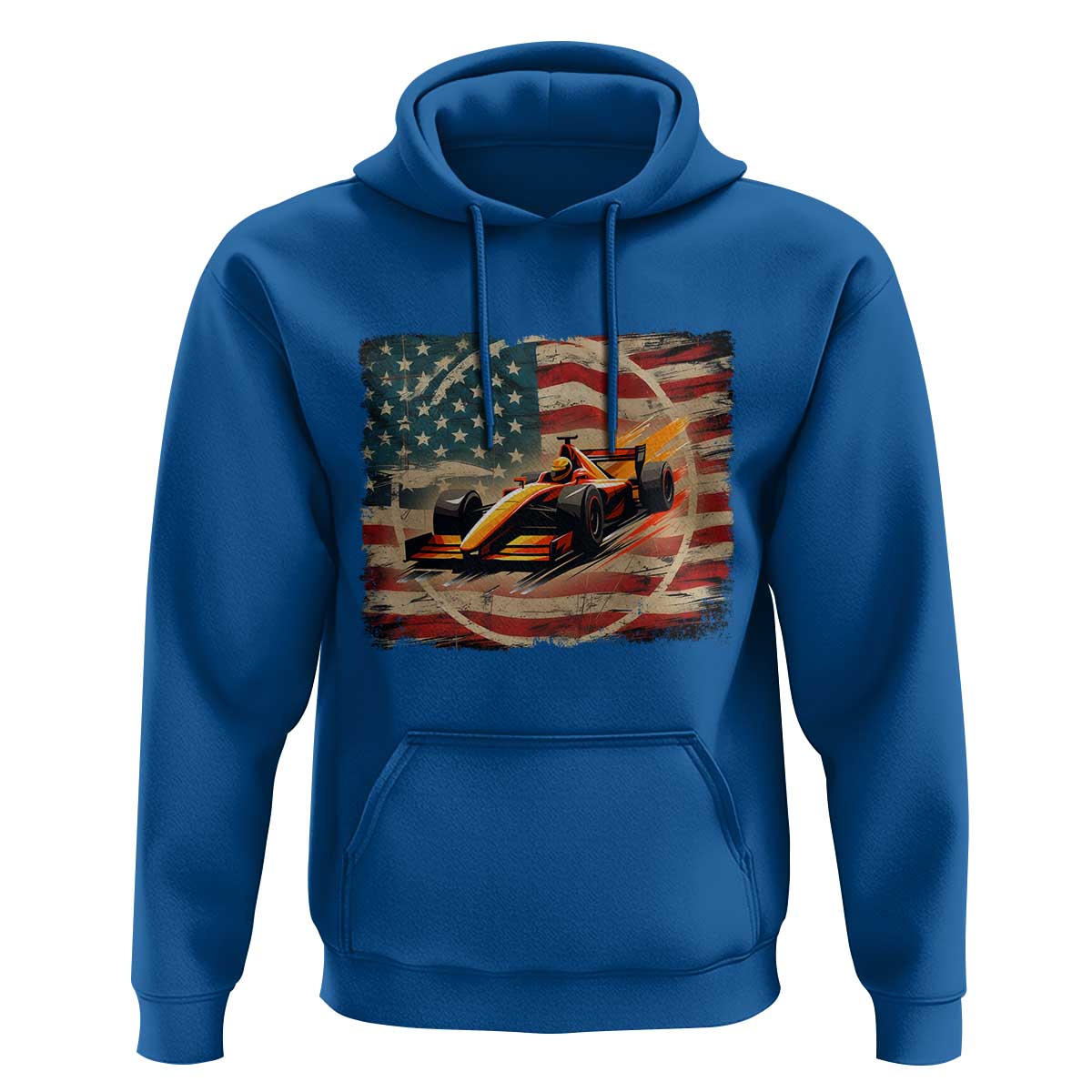 Racing Car Hoodie Patriotic American Flag Race - Wonder Print Shop