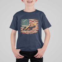 Racing Car T Shirt For Kid Patriotic American Flag Race - Wonder Print Shop