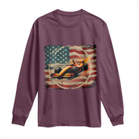 Racing Car Long Sleeve Shirt Patriotic American Flag Race - Wonder Print Shop