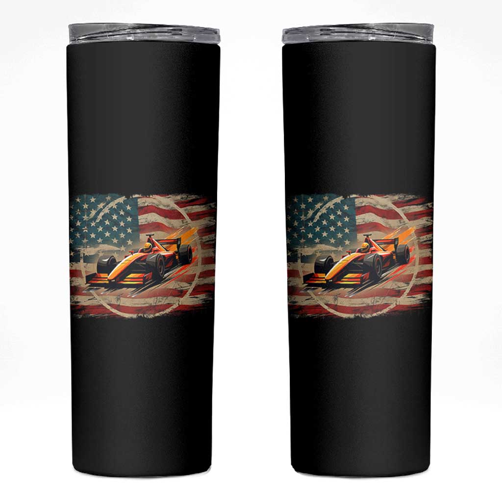 Racing Car Skinny Tumbler Patriotic American Flag Race